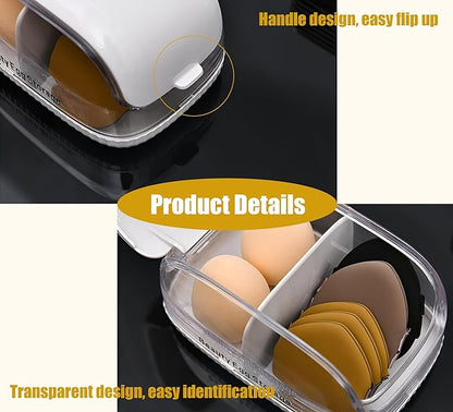 Beauty Blender Holder, Makeup Sponge Holder with Lid, Beauty Blender Organizer, Makeup Sponge Case for Countertop (White Lid)