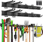 PIYILO Garage Wall Organizer, 96 in Garden Tool Organizer with 12 Adjustable Garage Hooks and 3 Storage Straps, Heavy Duty Tool Holder Wall Mount for Garden & Shed Tools