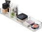 iDesign 48850 Rain Divided Tray for Vanity, Bathroom, Countertop, Drawer, Cosmetics, Makeup, Toiletries, Craft and Office Supplies, BPA-Free, 4" x 16" x 2", 2 Compartments