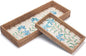 2 Pack Rattan Bathroom Vanity Tray with Mother of Pearl Inlay, Toilet Tank Tray, Toilet Basket Tank Topper, Bathroom Basket for Organizing and Decor (Narcissus)