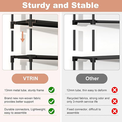 VTRIN 10 Tier Shoe Rack Tall Large Capacity Wide Shoe Organizer with Two Hooks Sturdy Metal Shoe Shelf for Entryway, Closet, Bedroom