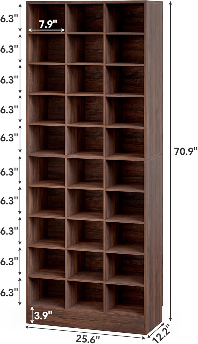 LITTLE TREE 70.9" Tall Shoe Rack, 10-Tier Freestanding Shelf, Max. Store 30 Pairs, Shoe Cabinet Organizer for Living Room, Entryway, Cloakroom, Brown