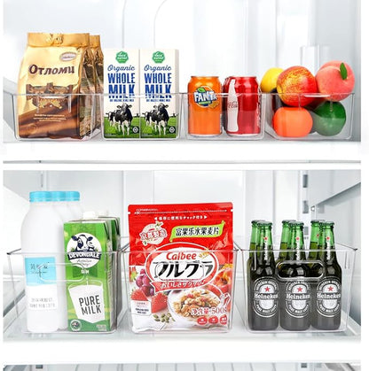 Set Of 10 Refrigerator Pantry Organizer Bins, Clear Plastic Food Storage Bins for Kitchen, Countertops, Cabinets, Fridge, Freezer, Bedrooms, Bathrooms, Fridge Organizer Bins Pantry Storage Containers