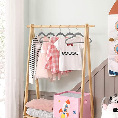 50 Pack Velvet Baby Hangers Non-Slip Clothes Hanger with Swivel Hooks, Space Saving Infant Toddler Closet Organizers, Ultra Thin Durable Child Hangers for Nursery, Kids, Children Wardrobe (Grey)