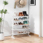 Varhomax White Shoe Rack, 5-Tier Bamboo Shoe Rack Organizer for Closet and Entryway, Thick Wooden Free Standing Shoe Shelf for Small Spaces, Sturdy & Versatile for Bedroom and Garage