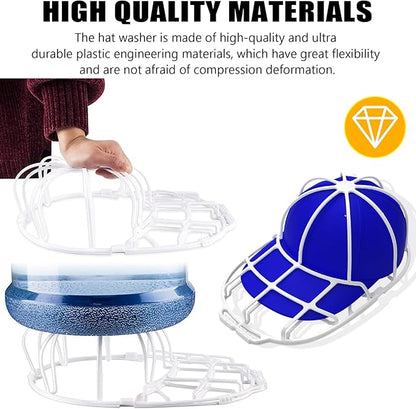 INVODA Hat Washer Cage Hat Washer for Washing Machine Hat Cleaner for Baseball Cap Dishwasher Hat Rack Protector Organizer for Flat & Curved(White 2PCS)