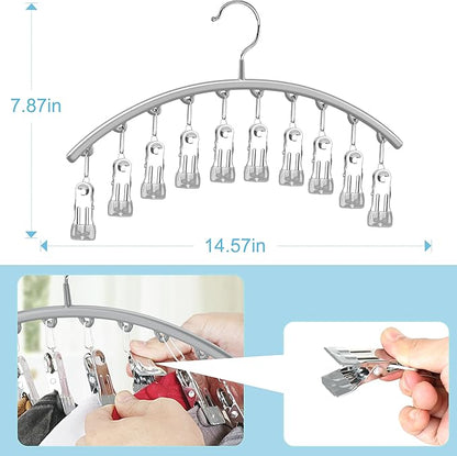 Cuipingoo Hat Hangers for Closet, Metal 2 Pack Hat Organizer Holder for Hanger Closet Display, Hat Racks for Baseball Caps w/10 Clips, Hat Holder for Ball Caps & Accessories, for Men Women, Grey