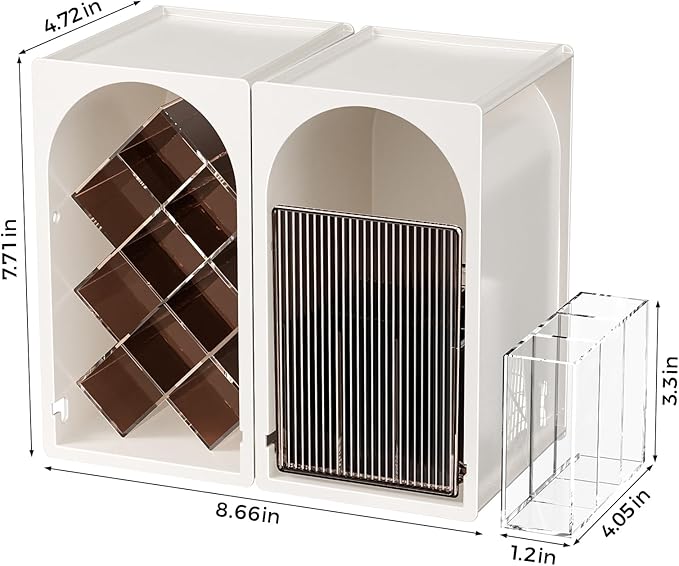 INVSSENE Stackable Makeup Organizer Countertop, Storage Perfume Skincare Cosmetic Lipstick Face Mask Makeup Brush Palettes, Ideal for Vanity Bathroom Counter
