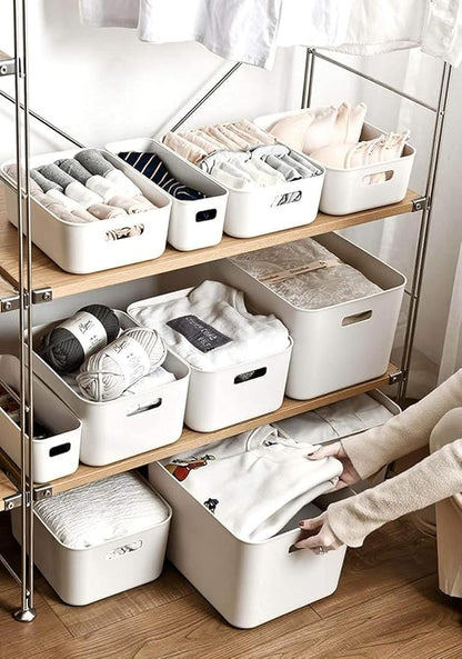 Set Of 6 Plastic Storage Bins,Versatile Kitchen Pantry Organization and Storage,for Plastic Storage Container Under Bed,Under Sink Bathroom Organizer (White, 6 Pack Small