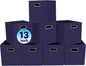 Fabric Cubby Storage Bins,13x13x13 Inches,Cube Organizer Bin Foldable Storage Boxes with Dual Handles Fabric Organizer Box and collapsible Storage basket,Set of 8,Navy Blue
