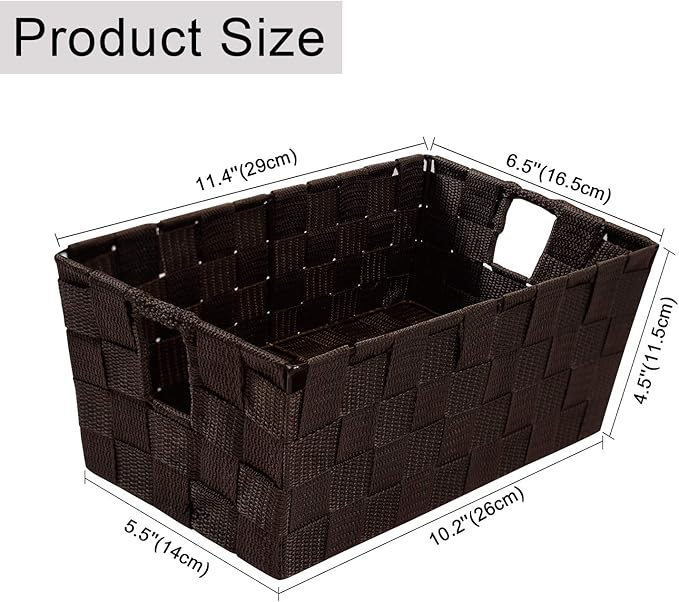 homyfort Woven Shelf Storage Tote Basket Bins Container, Storage Boxes Cube Organizer with Built-in Handles for Bedroom, Office, Closet, Clothes, Kids Room, Nursery 3pack(Brown)