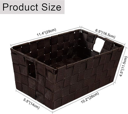 homyfort Woven Shelf Storage Tote Basket Bins Container, Storage Boxes Cube Organizer with Built-in Handles for Bedroom, Office, Closet, Clothes, Kids Room, Nursery 3pack(Brown)