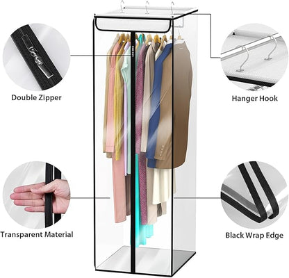 Univivi Clear Garment Bags for Hanging Clothes, 2 Pack Large Clothes Bags for Closet Storage, Premium Hanging Garment Storage Bag for Suits, Coats, Dresses, 54" (Clear)