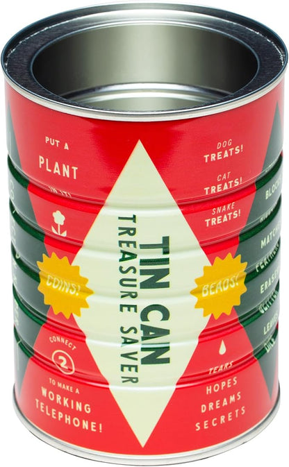 Retro Tin Can, Studio MPLS Designs, Collectable, Peel & Stick Valved End with Metal Lid, 8-12oz (4.0625 x 5.5 in) (Treasure Saver Design)