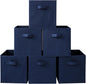 Stero Fabric Storage Bins 6 Pack Fun Colored Durable Storage Cubes with Fabric Handles Foldable Cube Baskets for Home, Kids Room, Closet and Toys Organization Dark Blue
