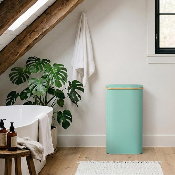 Lifewit 100L Laundry Basket with Lid, Clothes Hampers for Laundry with Bamboo Handles and 1 Removable Bag, Large Foldable Laundry Hamper for Bedroom, Bathroom, Dorm, Laundry Room, Sage Green