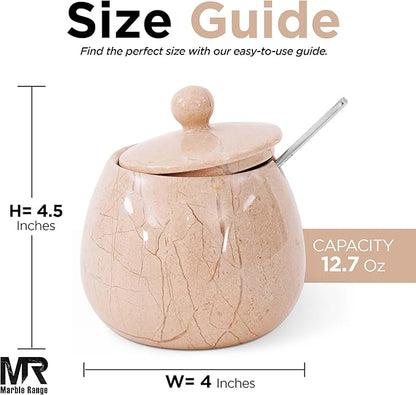 Verona Marble Salt Cellar with Lid – 4.5 Inch Table Salt Container, Salt Jar, Salt Dish, Salt Holder, Spice Jar, Sugar Bowl, Celtic Salt, Kitchen Countertop Decor