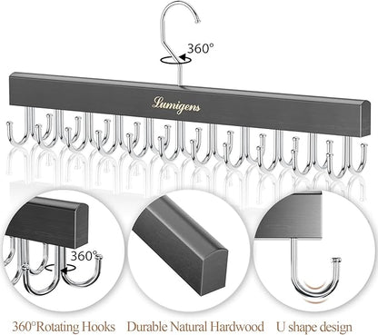 Belt Organizer for Closet, Belt & Bra Hanger for Women/Men, Tie & Belt Rack with 22 Rotatable Hooks, Stackable Space Saving Hangers, Tie Hanger, Bra Organizer, Tank Top Hanger, 3pcs