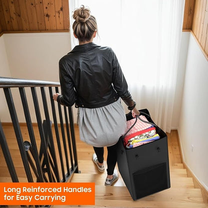 150L Laundry Hamper with Wheels, Rolling Laundry Basket with Metal Frame and Removable Bag, Large & Tall Dirty Clothes Hampers for Bedroom Aesthetic, Laundry Room, Bathroom, Dorm-Black