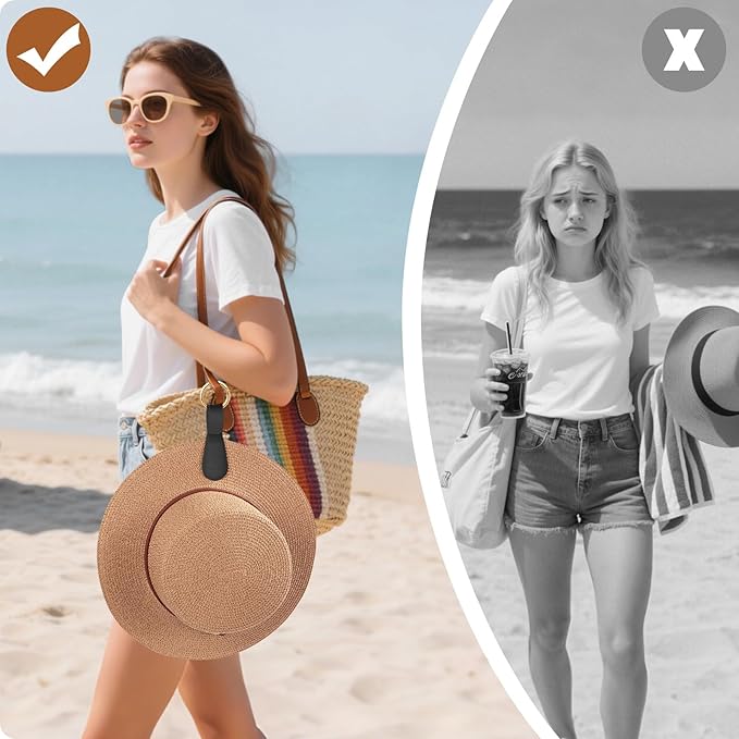 Fikoksol Magnetic Hat Clip for Travel on Bag, Silicone Hat Holder for Tote Beach Bag, Hand Free Strong Magnet Purse Hook Cowboy Hat Hanger Carrier for Travel Vacation Essentials Accessories