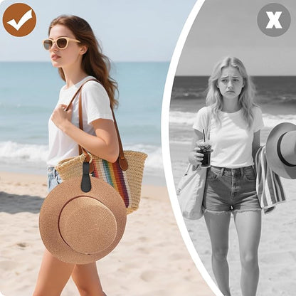 Fikoksol Magnetic Hat Clip for Travel on Bag, Silicone Hat Holder for Tote Beach Bag, Hand Free Strong Magnet Purse Hook Cowboy Hat Hanger Carrier for Travel Vacation Essentials Accessories