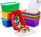GAMENOTE 6 Quart Storage Bins with Lids, Plastic Latching Box for Classroom & Kids Toy Storage,Stackable Shoe Box Size Containers for STEM Morning Tubs, Crafts & Building Blocks (12, Colorful)