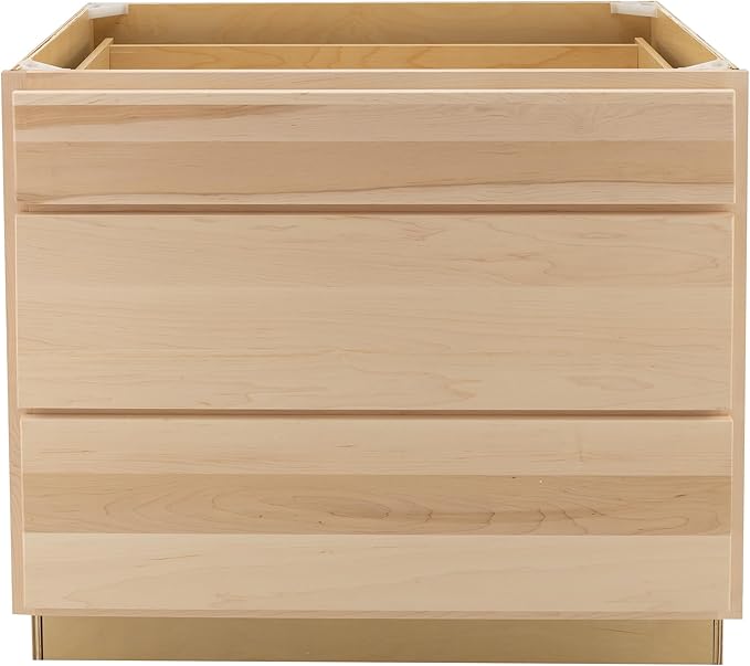 Quicklock RTA (Ready-to-Assemble) | Base Kitchen Cabinets - Shaker Style | Made in America (Raw Maple, 36" Wx34.5 Hx24 D 3 Drawer)