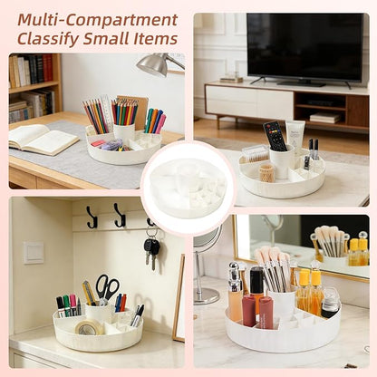 360° Rotating Makeup Perfume Organizer Cosmetic Storage for Skincare,Perfume,Lipstick & Makeup Brushes, Countertop Vanity Organizer (White)