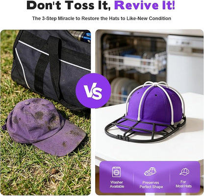 Hat Washer Cage for Washing Machine Baseball Hat Cleaner Rack for Washer & Dishwasher, Structured Cap Shaper & Protector for Hats, 1-Pack (Assembly Required)