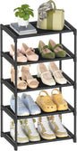 Autonomier 5-Tier Extra Small Shoe Rack (16.3" Wide), Narrow Space-Saving Organizer for Small Spaces, Non-Woven Fabric Lightweight Shoe Shelves, for Closet, Front Door, Entryway, Kids/Toddler/Adults