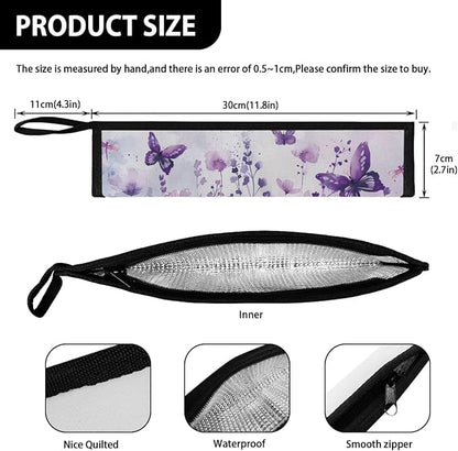 Cutlery Storage Bag Travel Silverware Cloth Bags for Travel Tableware Carrying Bag Travel Silverware Case Utensil Pouch Utensil Case,Purple Butterfly Flowers
