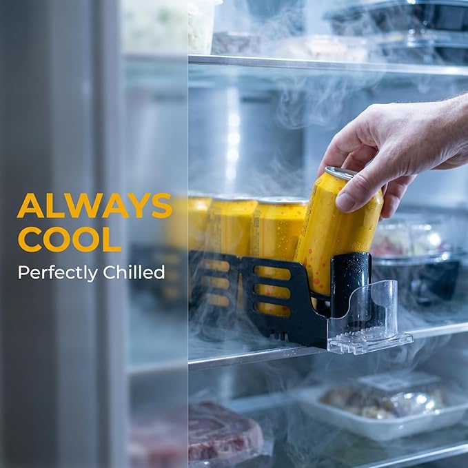 Baluue Drink Organizer for Fridge, Single Row Automatic Soda Can Dispenser, Spring Push Self-Pushing Glide Holder for Beverage Cans in Mini Refrigerator Storage