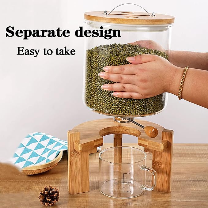 5L/8L Glass Countertop Rice Dispenser, Rice Storage Container with Airtight Lid and Glass Measuring Cup for Kitchen Dining Organization and Pantry Store(Color:7.5L)