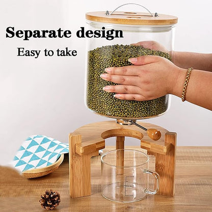 5L/8L Glass Countertop Rice Dispenser, Rice Storage Container with Airtight Lid and Glass Measuring Cup for Kitchen Dining Organization and Pantry Store(Color:7.5L)