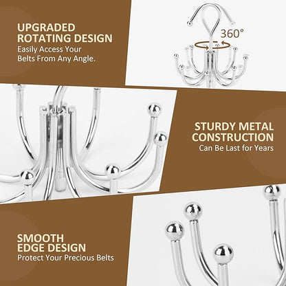 ZEDODIER Belt Hanger, 2 Pack Belt Rack Closet Accessories Organizer, Maximum 24 Storage Capacity, Hanging Holder Storage Hook for Belt, Bra, Tank Top, Tie, Scarf, Purse