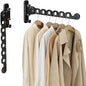 Wall Mounted Clothes Hanger Rack Folding Wall Mounted Clothes Hanger for Laundry (Black)