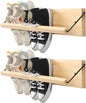 Mifoci 2 Pcs Wall Mounted Shoe Rack Organizer Wooden Modern Compact Wall Space Saving Shoe Holder Storage for Sneaker Footwear Slipper Boots Entryway Narrow Spaces Hallway(28.35'' Long)
