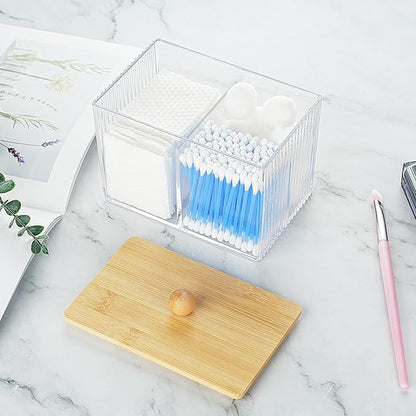 KIMCHOMERSE Qtip Holder Storage, Bathroom Cotton Ball Holder Canisters for Cotton Swab, Cottons Pad, Dental Floss Organizer, Hair Bands Container for Vanity Countertop -Clear