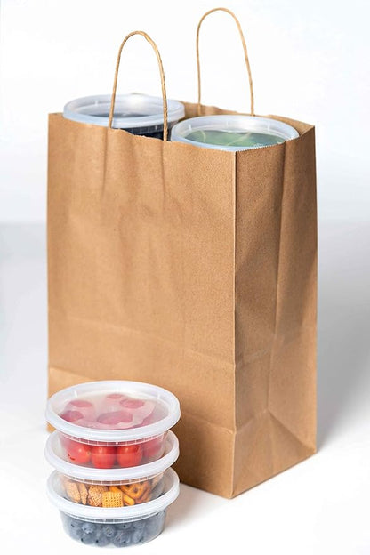 Deli Plastic Food Containers with Airtight Lids [50 Sets], Leakproof Slime Small Combo Pack [Reusable, Storage, Disposable, Meal Prep, Soup, Microwaveable & Freezer Safe] (8oz)