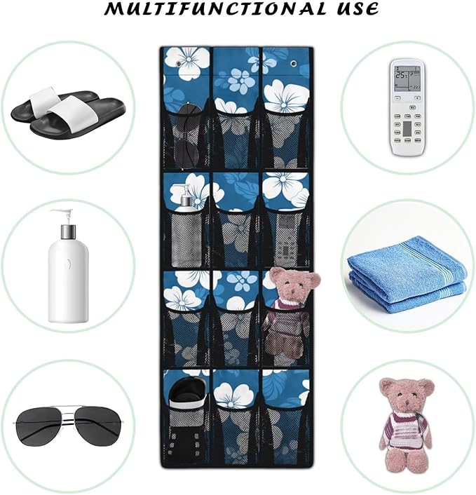 Generic White Flower Over the Door Pantry Organizer Reusable Over The Door Storage Organizer for Clothes Easy to Hang Behind The Door Making The Area Tidy and Orderly