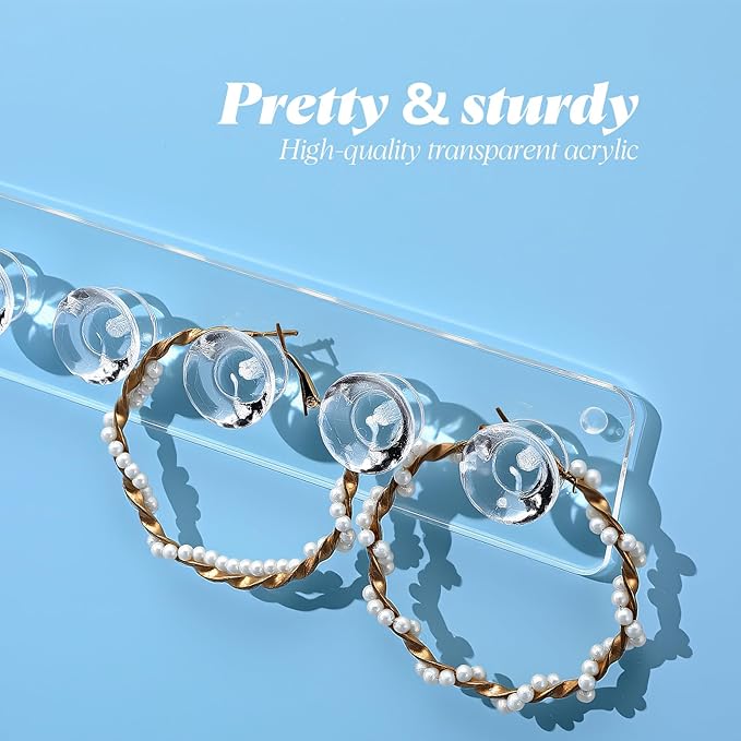 4-Pack Acrylic Necklace Holder, Necklace Hanger Wall Mount, Diamond Shape Jewelry Organizer with 12 Hooks for Necklaces, Bracelets, Chains - Clear Crystal Display Rack for Women