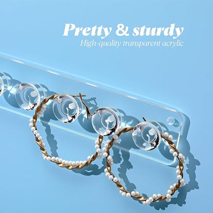 4-Pack Acrylic Necklace Holder, Necklace Hanger Wall Mount, Diamond Shape Jewelry Organizer with 12 Hooks for Necklaces, Bracelets, Chains - Clear Crystal Display Rack for Women