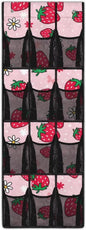Pink Door Hanging Shoe Organizer Mesh Fabric Over The Door Shoe Organizer for Closet 12 Pockets Strawberry Wall Hanging Storage Space Saving Shoe Holder Hanger