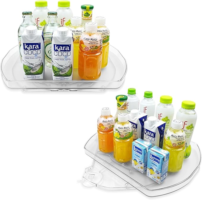 Incostar 360° Rotating Lazy Susan Turntable - Multifunctional Rectangular Organizer for Refrigerator, Cabinet, Pantry, and Kitchen Countertop (15.2" x 11.4", 2 Pack)