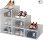 6 Pack Large Shoe Storage Box,Space Saving Sneaker Shoe Rack Containers Bins,Clear Plastic Stackable Shoe Storage Boxes,Shoe Display Case,with Magnetic Door,for Bedroom, Entryway, Closet (White)