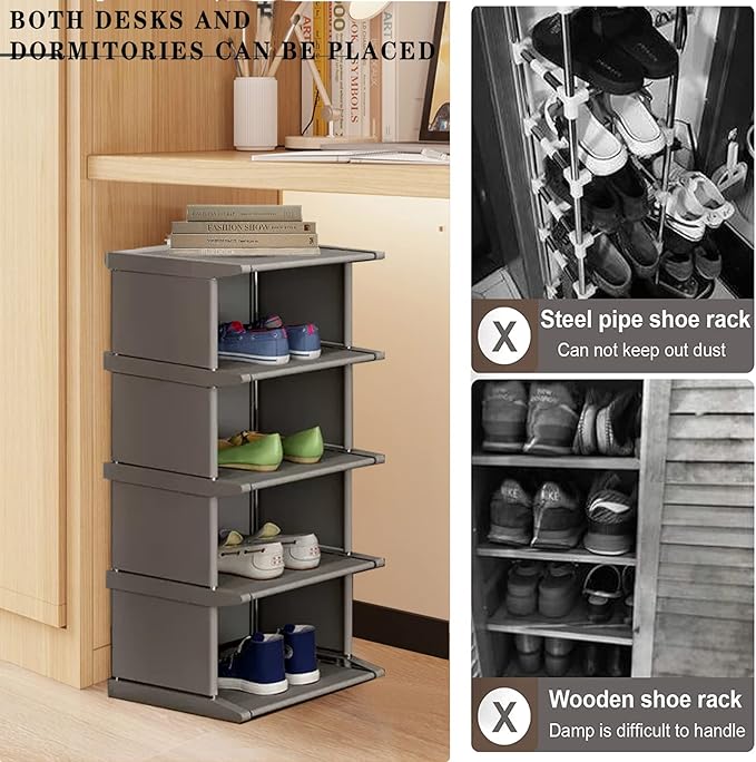 AFOORD Narrow Shoe Rack 18 Tiers, Tall Skinny Shoe Organizer, Small Space and Vertical Shoe Rack, Suitable for Entryway,Hallway,Closet, Corner, Bedroom and Garage Shoe Shelf