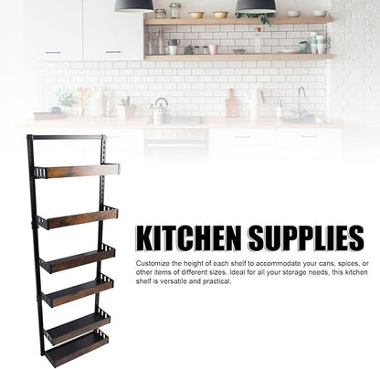 lyrlody 6 Tier Over The Door Pantry Organizer, Pantry Organization and Storage, Hanging Basket Wall Rack Shelves, Seasoning Shelves, Home Kitchen Bedroom Bathroom House Essentials