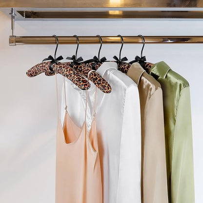 TOPIA HANGER Padded Hangers for Women Clothing,17-inch Satin Hangers 10 Pack Thick Foam Padded No Shoulder Bump for Sweaters, Coat, Blouses, Dresses-Leopard, CT18L-10