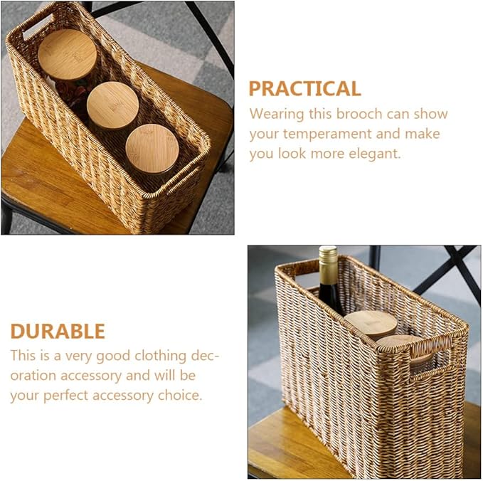 Decorative Woven Basket with Handles Handled Sundries Organizer for Home Decor Vintage Design for Bedroom and Living and Stable Storage
