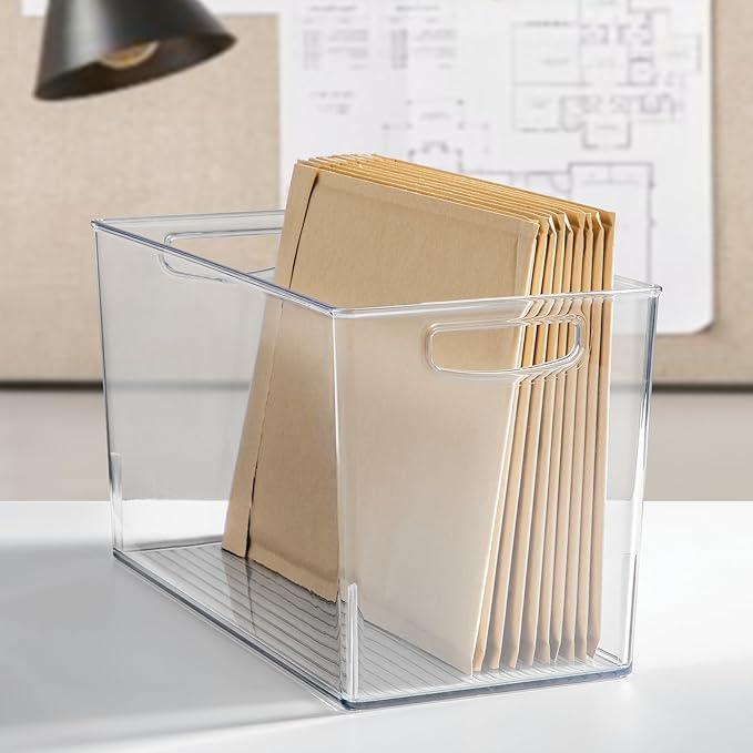 iDesign Plastic Storage Bin with Handles for Household Storage - Set of 2 - Clear - Made in USA